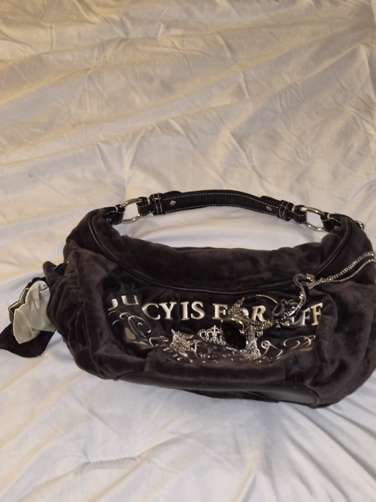 Brown Y2K Juicy Couture Velvet Shoulder Bag in Deep Brown - Picture 2 of 11